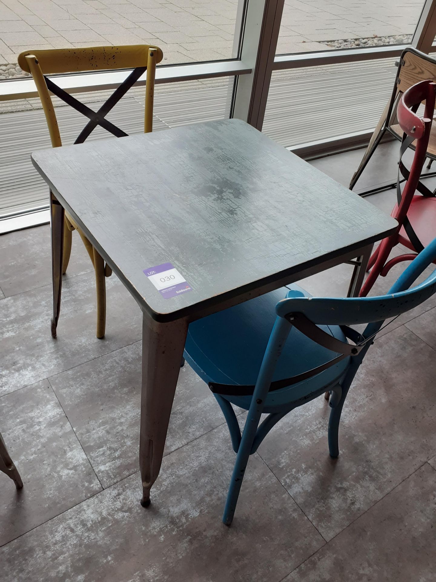 Steel Framed Painted Top Café Table with 2 Chairs