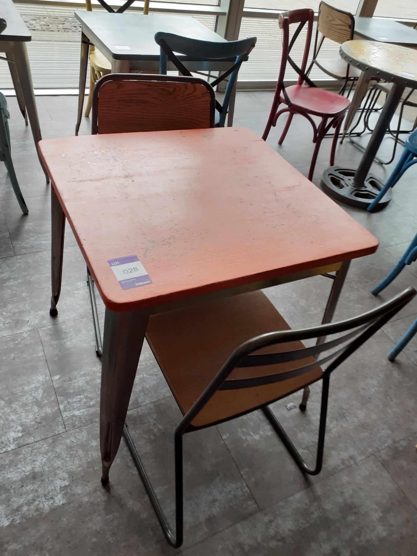 Steel Framed Painted Top Café Table with 2 Chairs