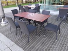 2 Timber Topped Steel Folding Tables with 6 Plasti