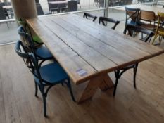 Timber X Frame Table with 6 Various Chairs