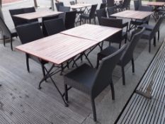 2 Timber Topped Steel Folding Tables with 4 Plasti