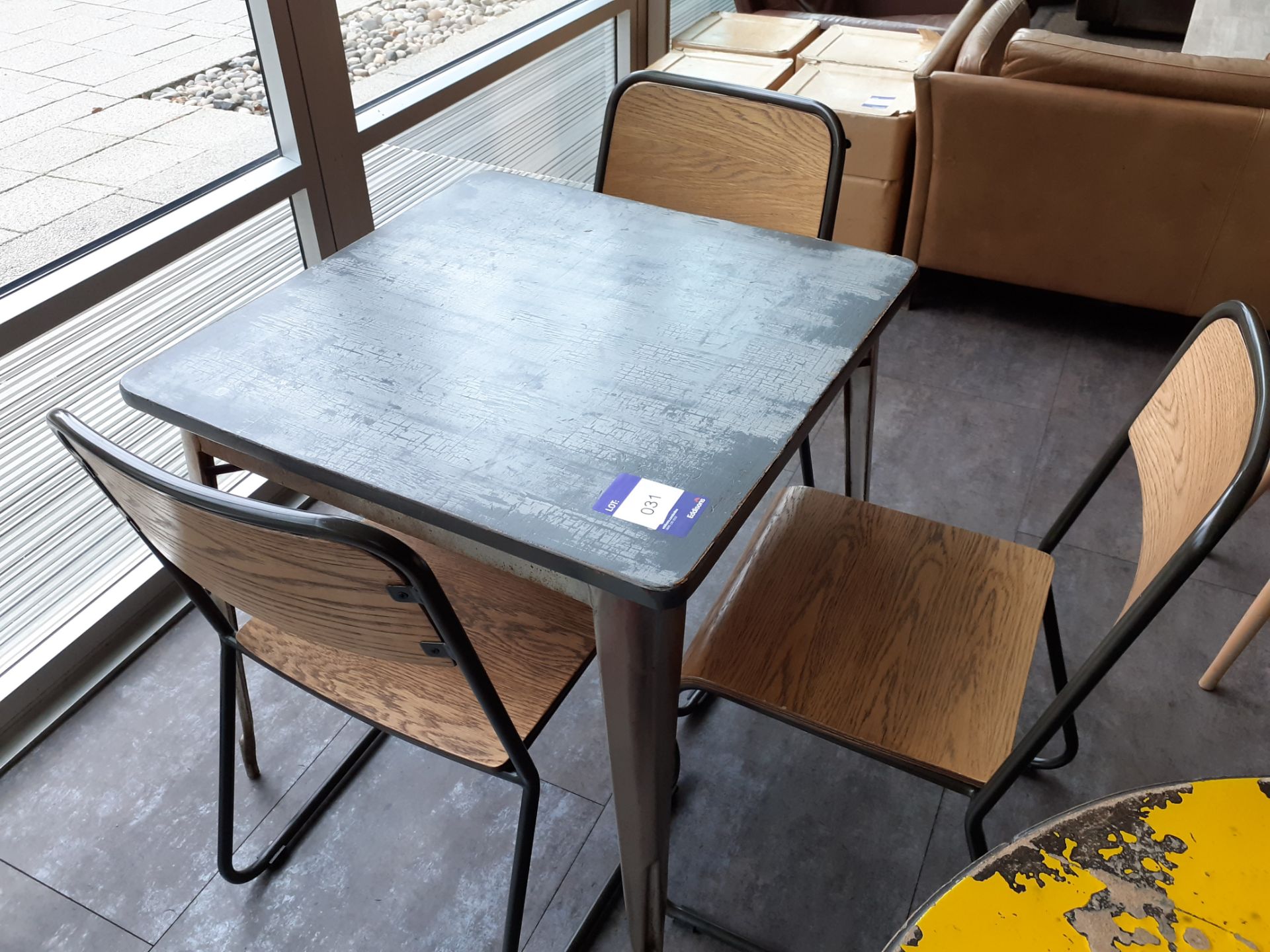 Steel Framed Painted Top Café Table with 3 Chairs