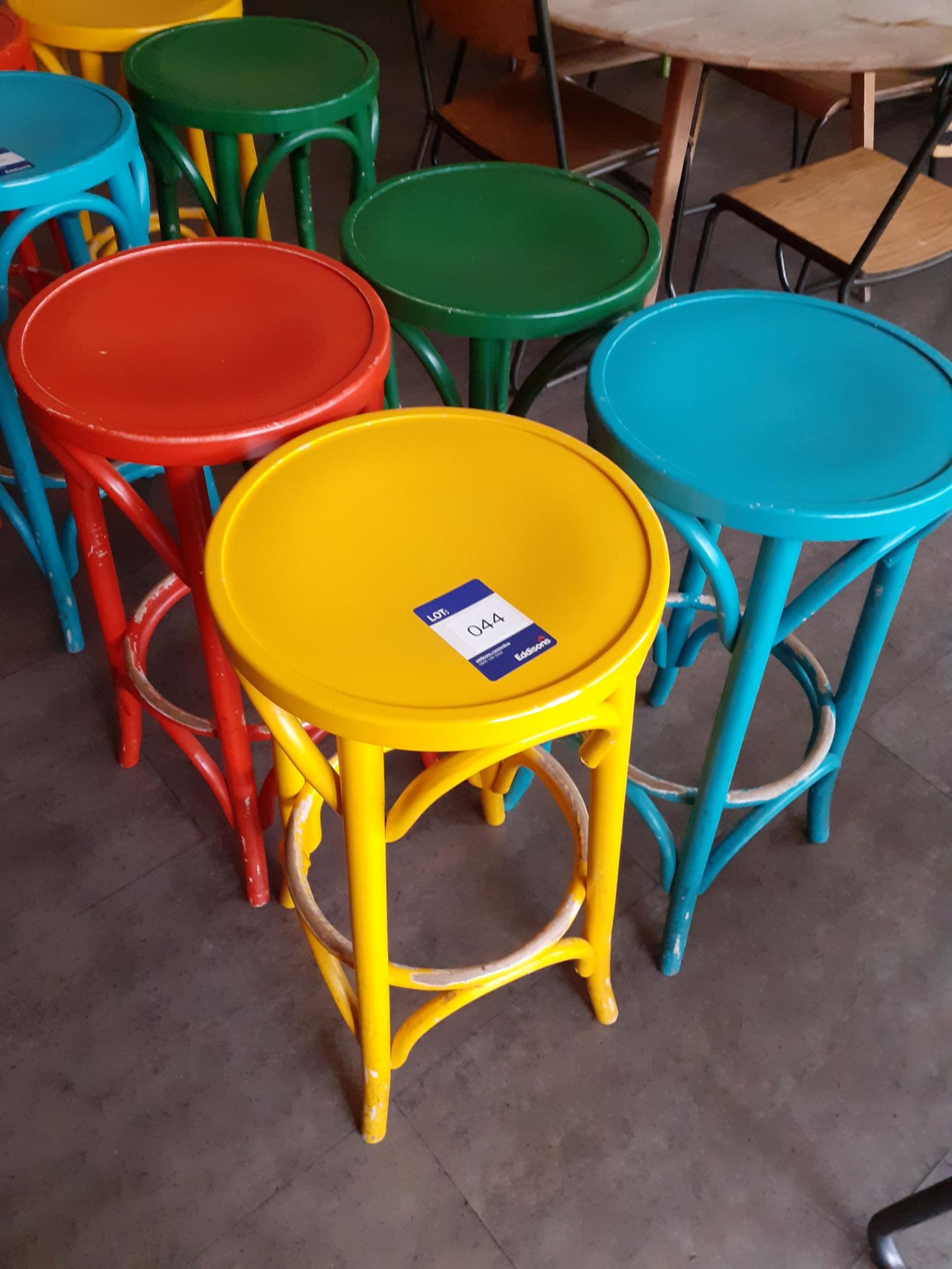 4 Painted Bentwood High Stools