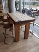 Pine Bar Table with 4 Tubular Steel Bar Stools