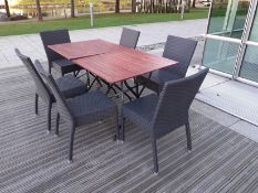 2 Timber Topped Steel Folding Tables with 6 Plasti