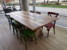 Timber X Frame Table with 6 Various Chairs