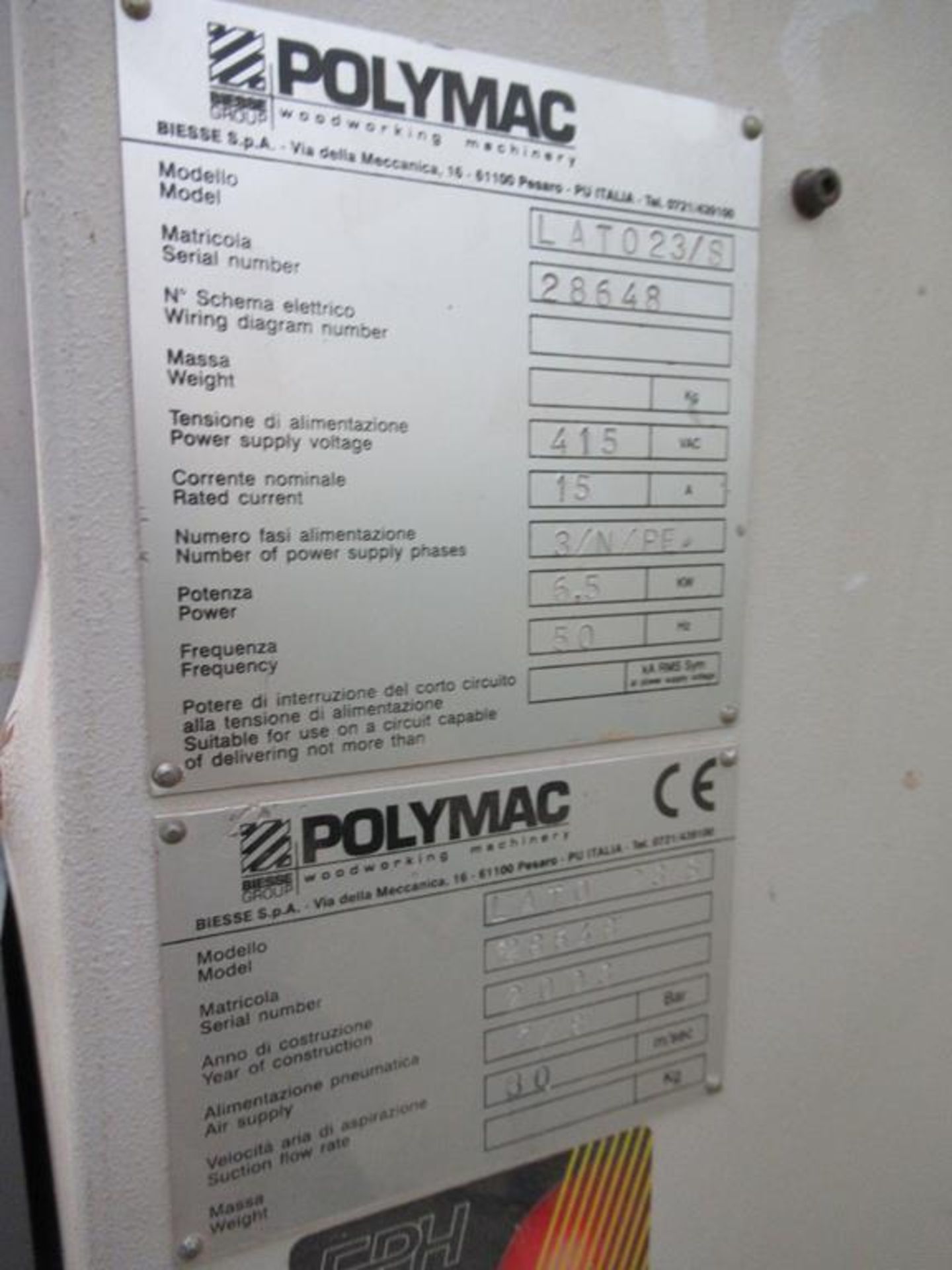 Polymac Lato 23S Edgebander, S/N: 28648, Yom: 2008 415v - Image 5 of 14