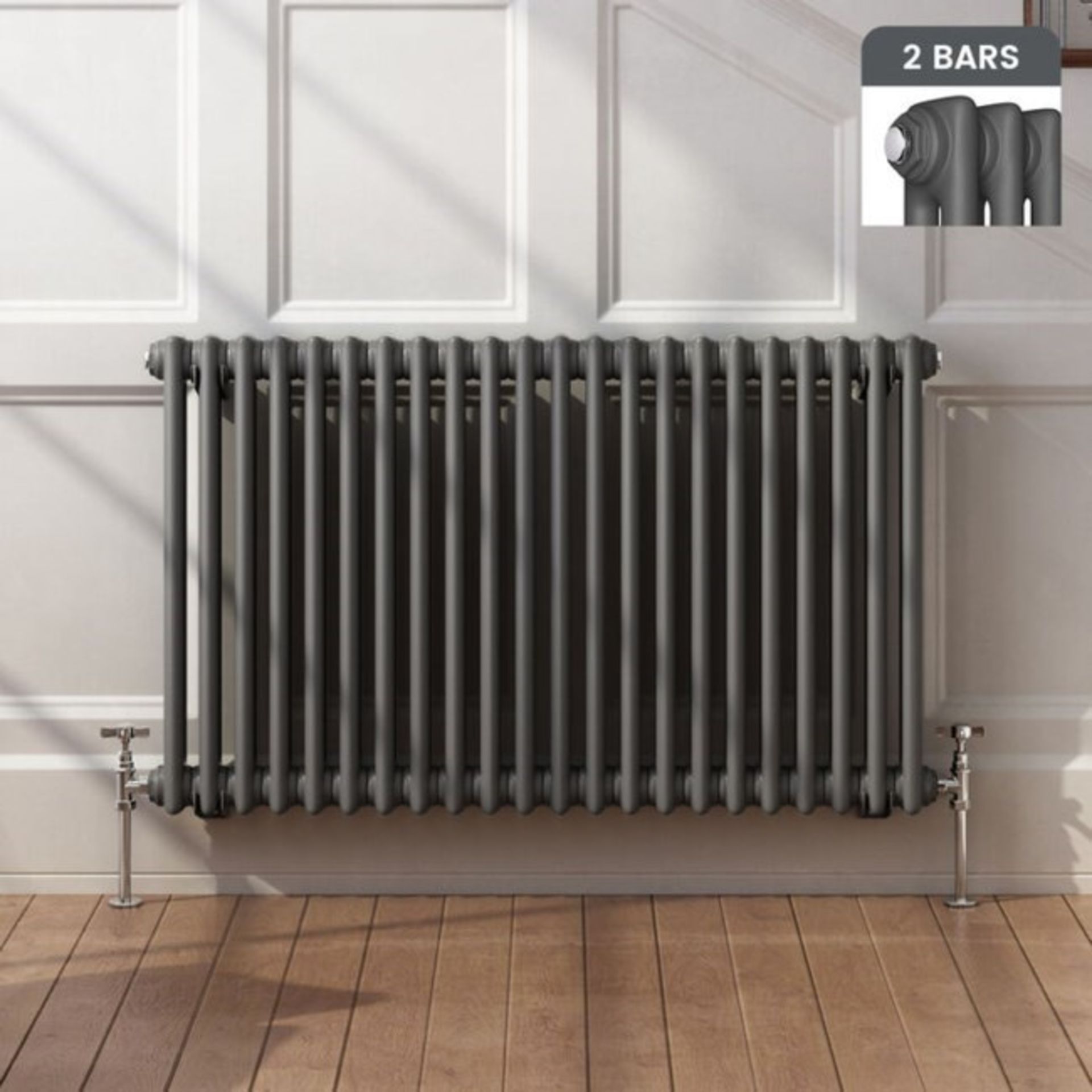 NEW & BOXED 600x1008mm Anthracite Double Panel Horizontal Colosseum Traditional Radiator. RRP £549.