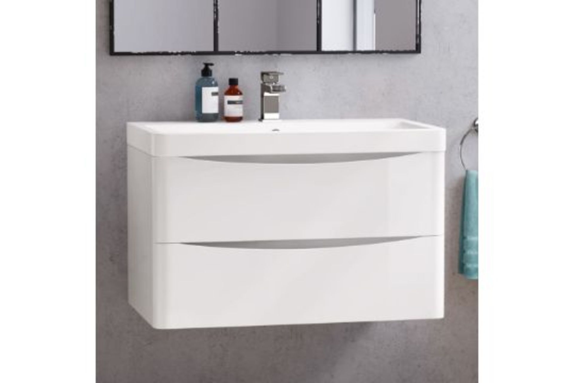 NEW & BOXED 800mm Austin II Gloss White Built In Basin Drawer Unit - Wall Hung MF2419..RRP £849.99.