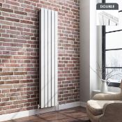 1800x360mm Gloss White Double Flat Panel Vertical Radiator. RRP £449.99.Ultra-modern in design we