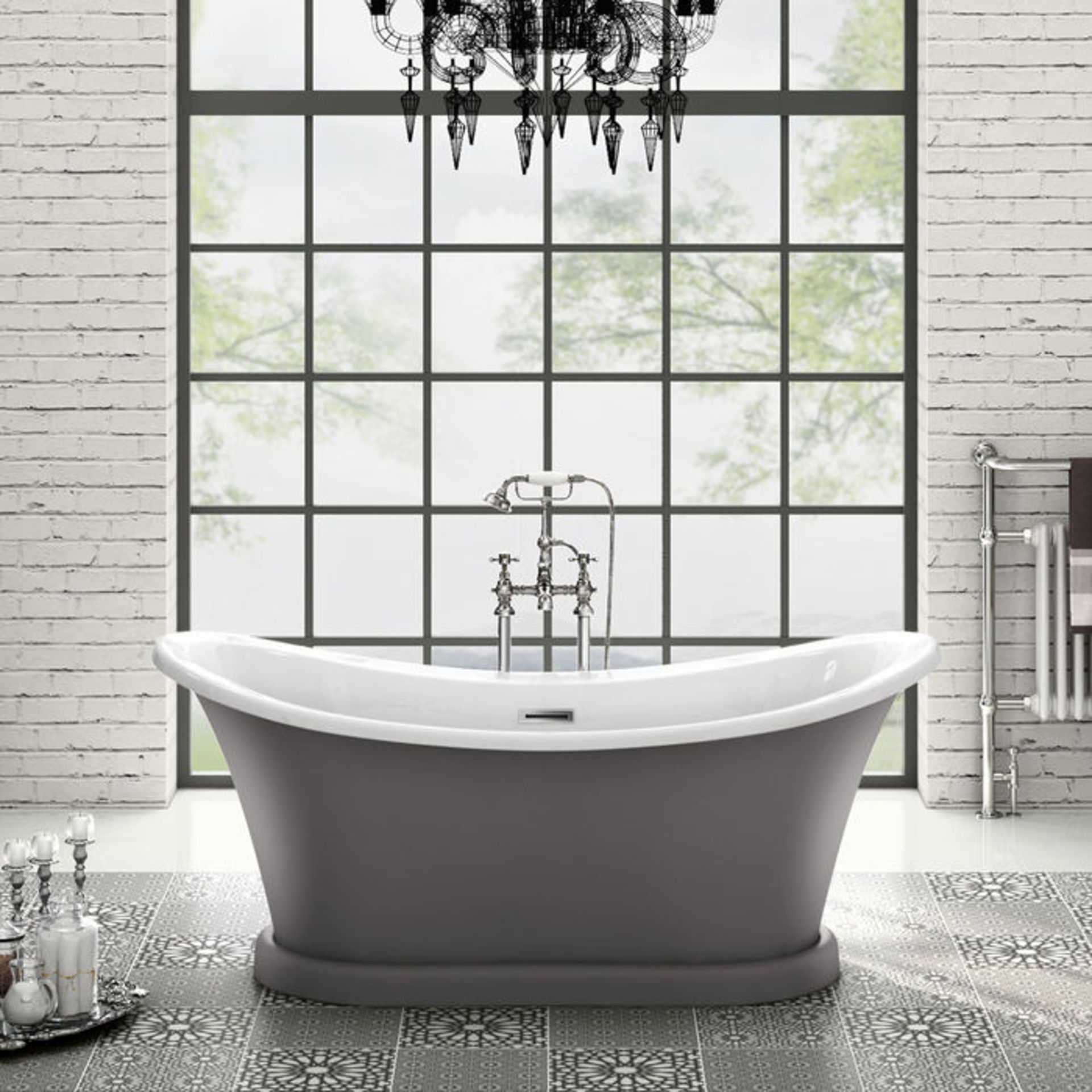 NEW & BOXED 1700mm York Grey Bathtub.RRP £3,499.BR300GREY.Victorian inspired bath Stunning Matte - Image 2 of 5