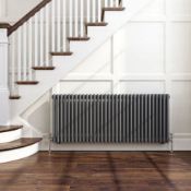 NEW & BOXED 600x1188mm Anthracite Double Panel Horizontal Colosseum Traditional Radiator. RCA565.RRP
