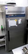 Williams upright mobile refrigerator. Dimensions: H: 6ft 5 x W: 2ft 10 x D: 2ft 3