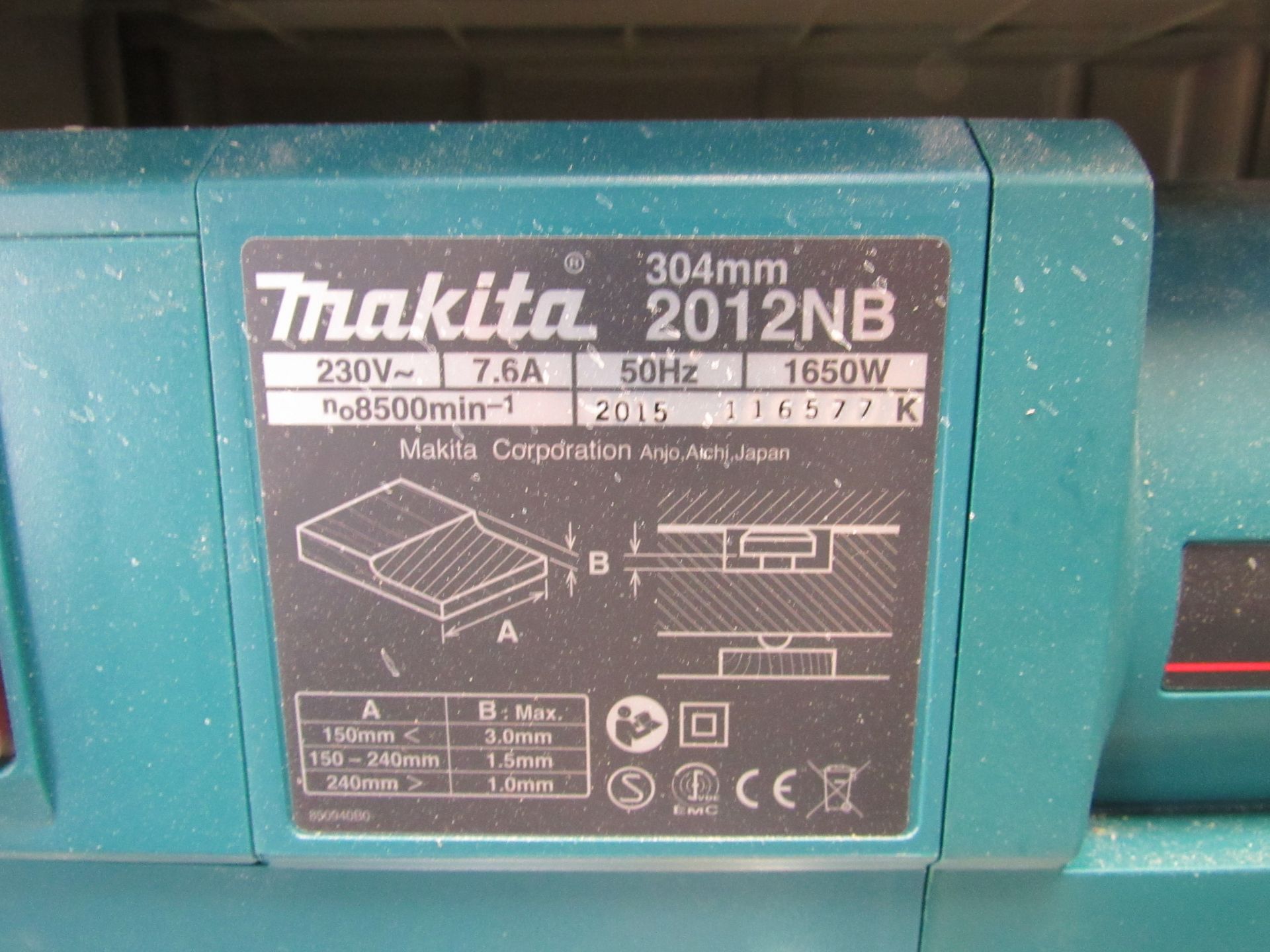 Makita 2012 NB Planet/Thicknesser 304mm, 230v, 2015, Serial Number 116577K - Image 4 of 4