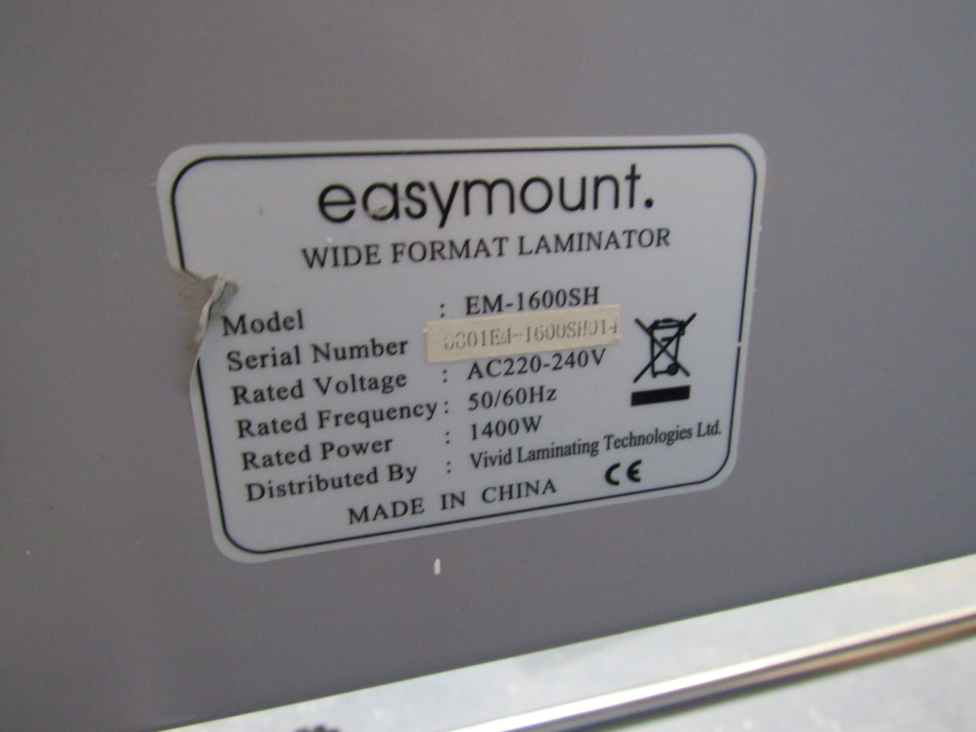 Easymount EM-1600SH Laminator, 1400W, 240V, Serial Number 0801E4-1600SH014 - Image 5 of 5