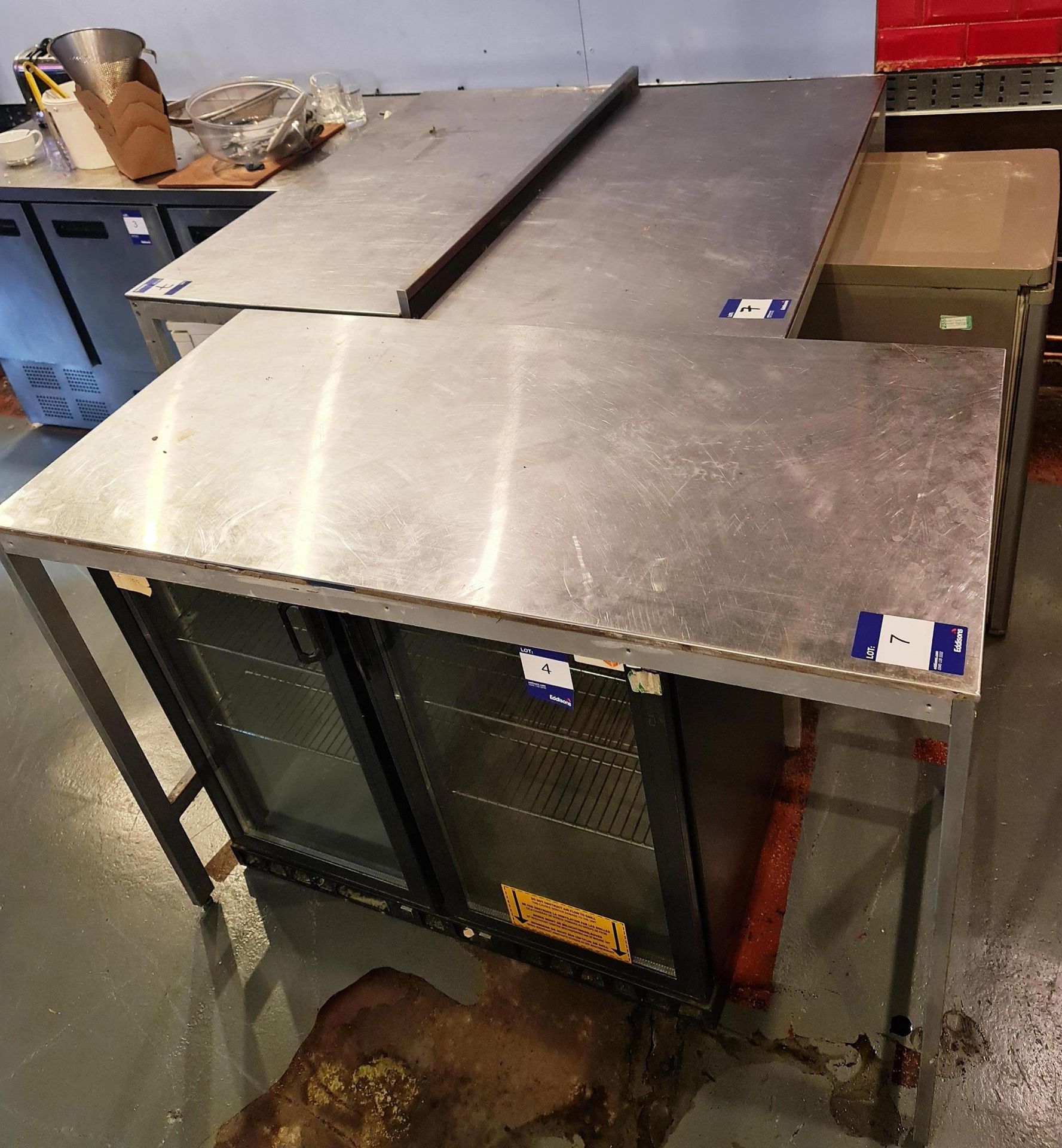 Four Assorted Stainless Steel Tables, approx. 4’ x 2’