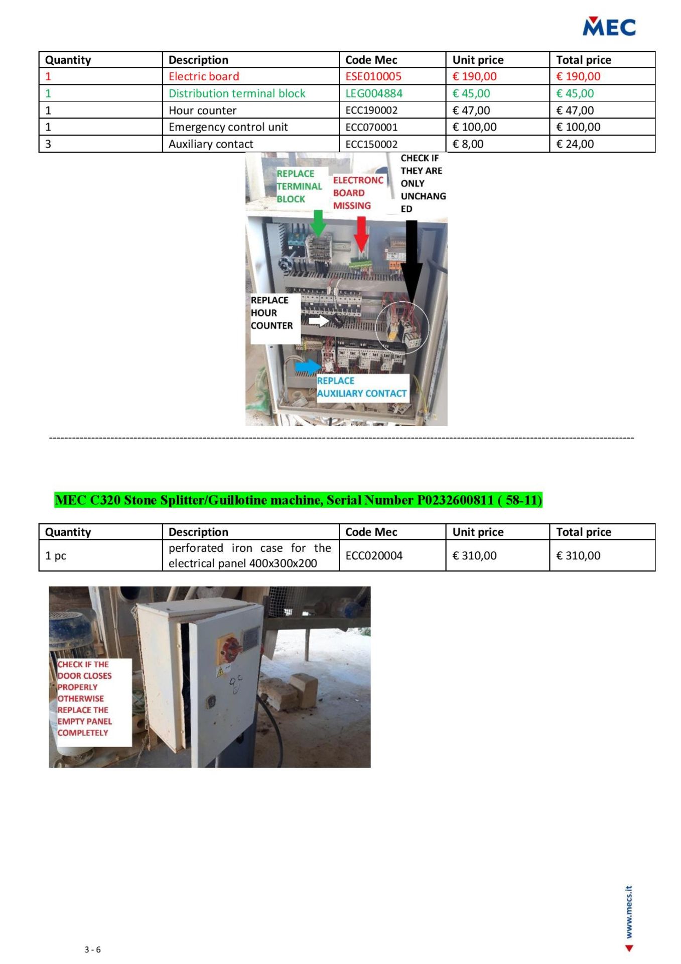 MEC C320 Stone Splitter/Guillotine machine, Serial Number P0232600811 (2011). Damage to electrical - Image 18 of 21