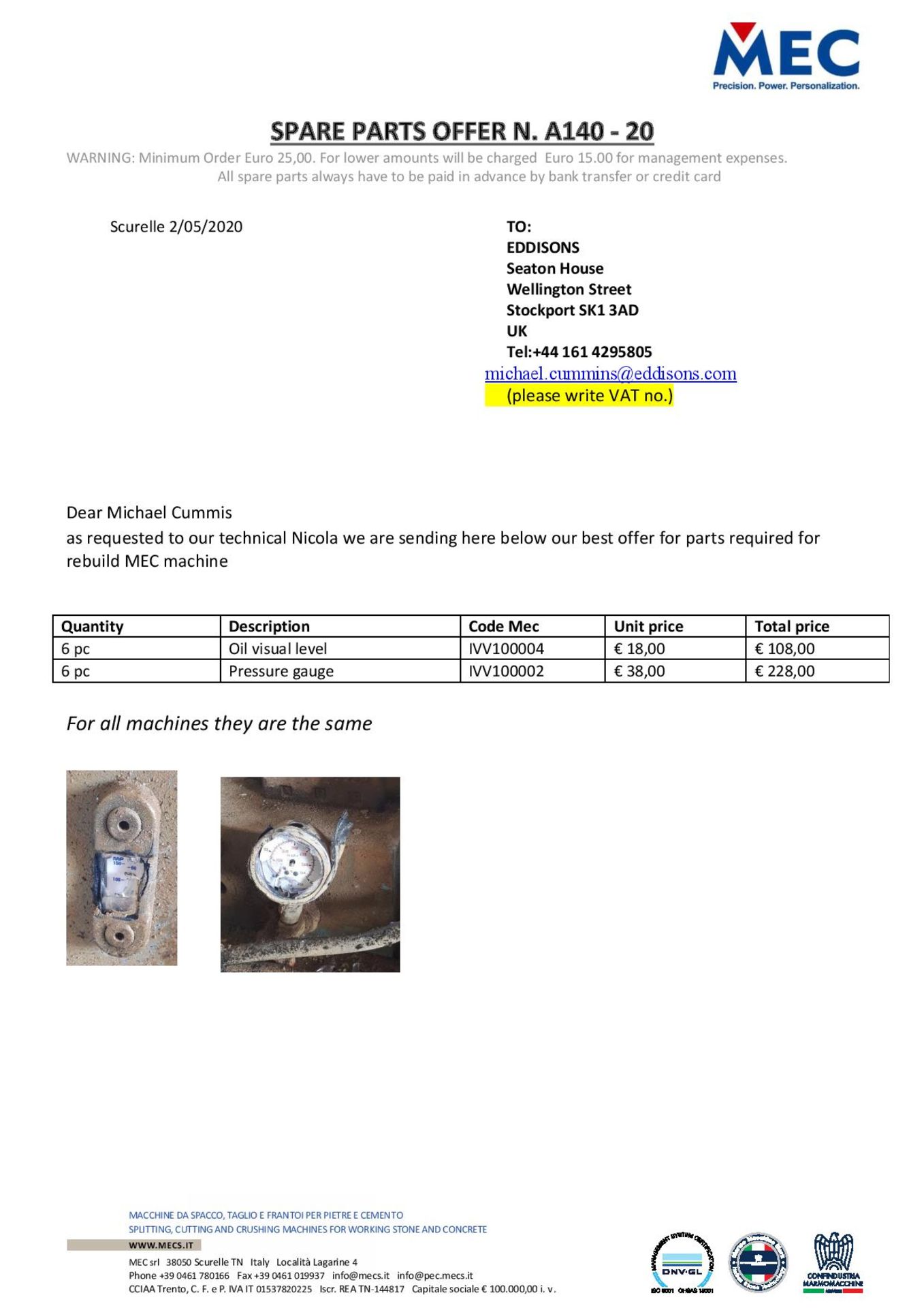 MEC C320 Stone Splitter/Guillotine machine, Serial Number P0932600712 (2012). Damaged operator - Image 15 of 20