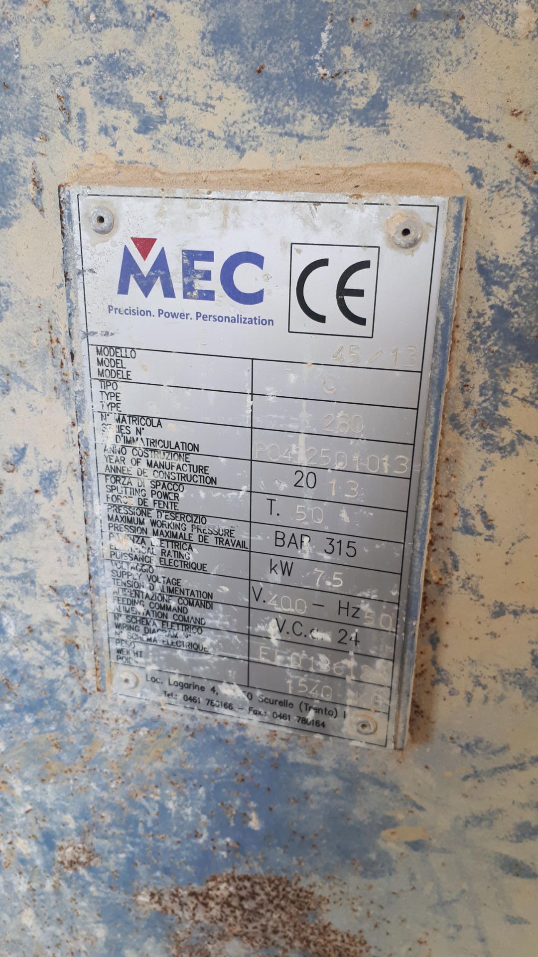 MEC C280 Stone Splitter/Guillotine Machine, Serial Number P0432501013 (2013) with steel roler - Image 6 of 20