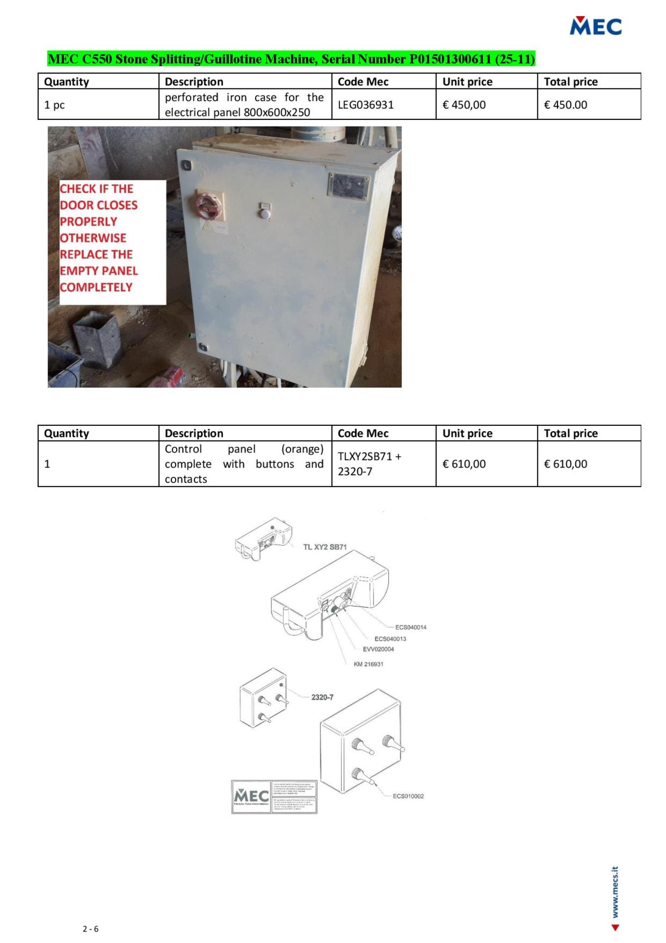 MEC C320 Stone Splitter/Guillotine machine, Serial Number P0232600811 (2011). Damage to electrical - Image 17 of 21