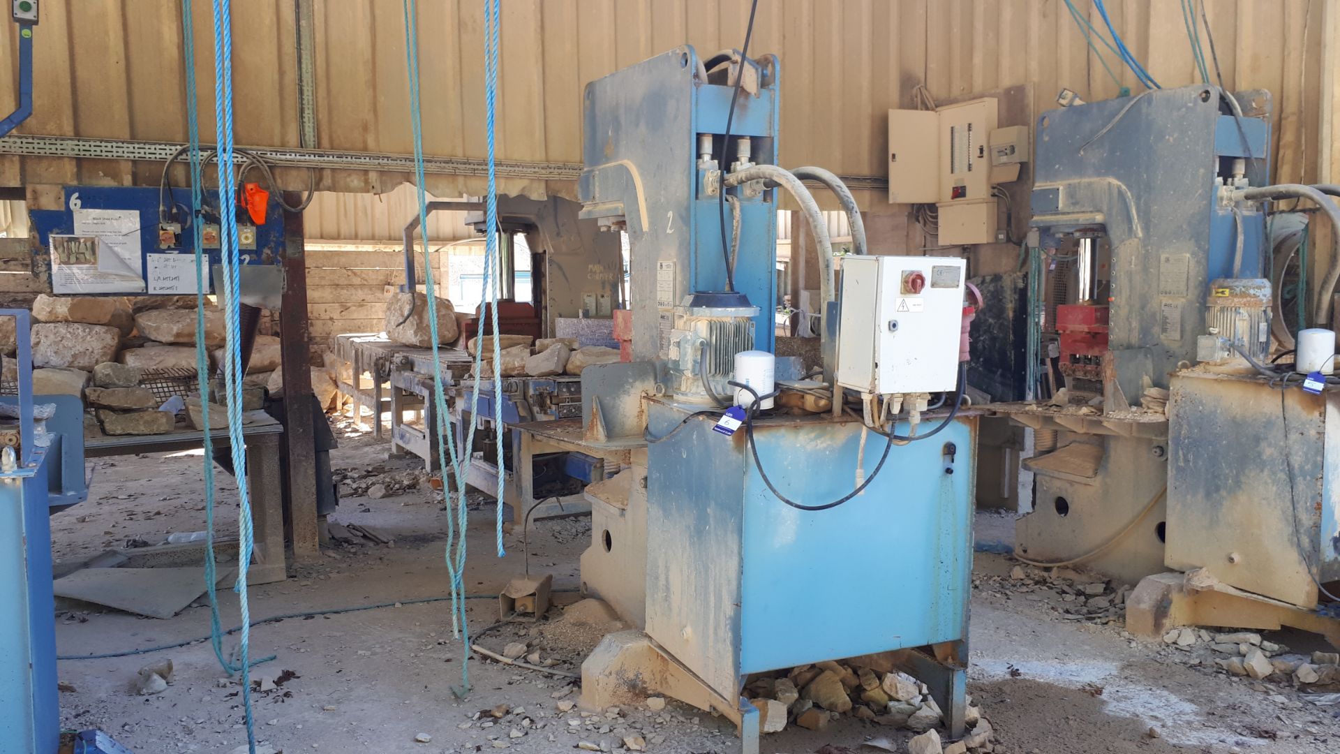 MEC C320 Stone Splitter/Guillotine machine, Serial Number P0232600811 (2011). Damage to electrical