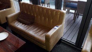 Two Seat Sofa with Buttoned Mustard Leather Upholstery