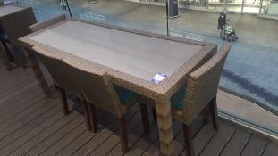 Glass Topped Rattan Table 1800 x 700mm with 4 x Rattan Dining Chairs