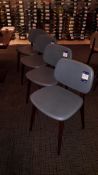 4 x Hard Wood Blue Leather Upholstered Dining Chairs
