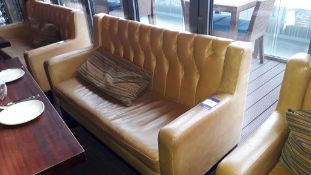 Two Seat Sofa with Buttoned Mustard Leather Upholstery