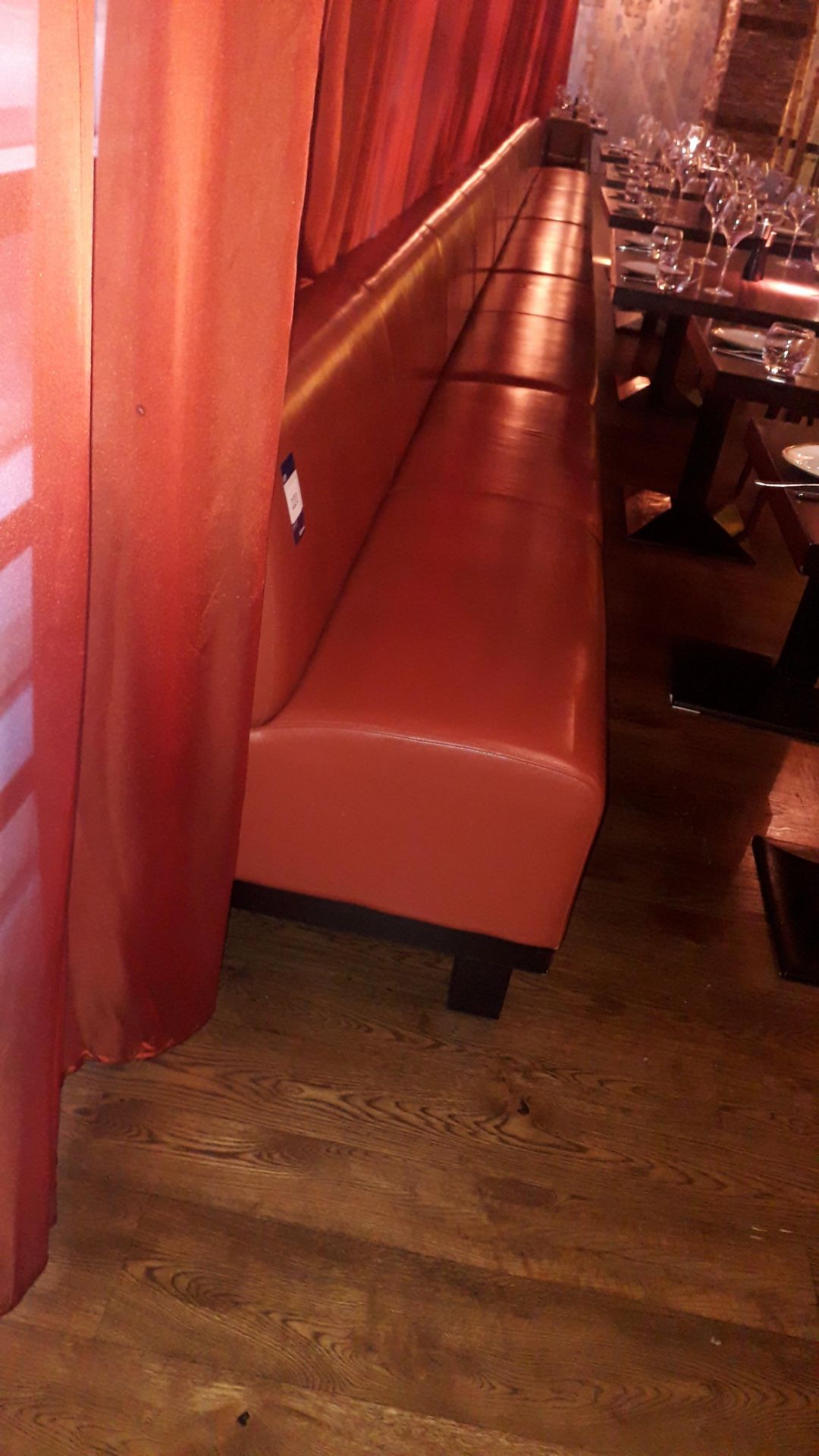 Burnt Orange Leather Upholstered Five Section Dining Bench 9300mm - Image 2 of 4