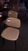 4 x Hard Wood Olive Leather Upholstered Dining Chairs