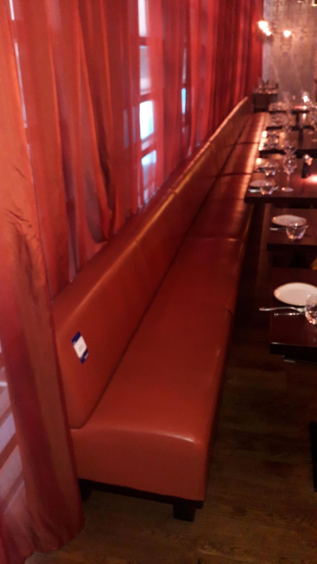 Burnt Orange Leather Upholstered Five Section Dining Bench 9300mm