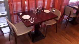 Hard Wood Topped Pedestal Table 600mm with 2 x Hard Wood Olive Leather Upholstered Dining Chairs (