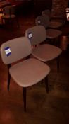 4 x Hard Wood Olive Leather Upholstered Dining Chairs