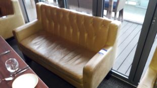 Two Seat Sofa with Buttoned Mustard Leather Upholstery