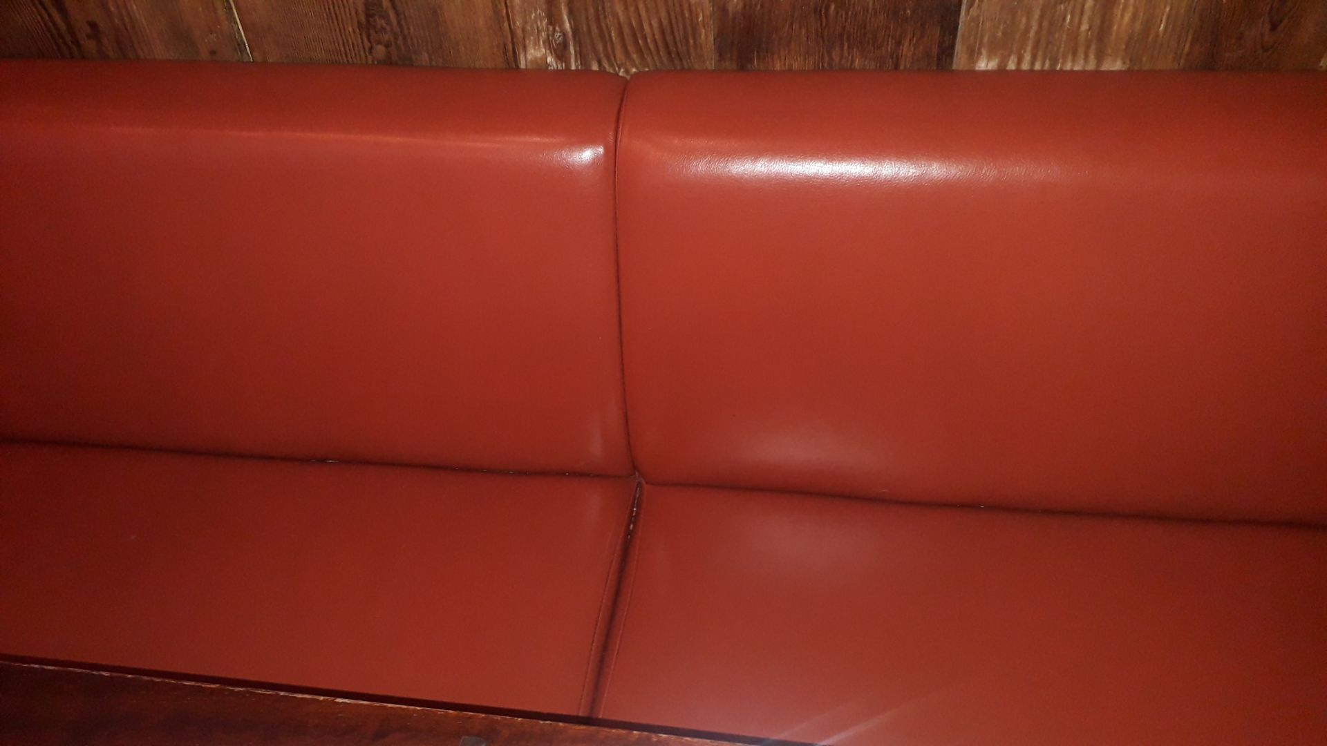 Burnt Orange Upholstered Triple Section Dining Bench 6000mm - Image 3 of 3