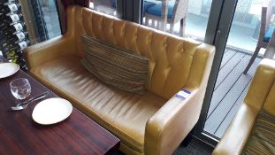 Two Seat Sofa with Buttoned Mustard Leather Upholstery