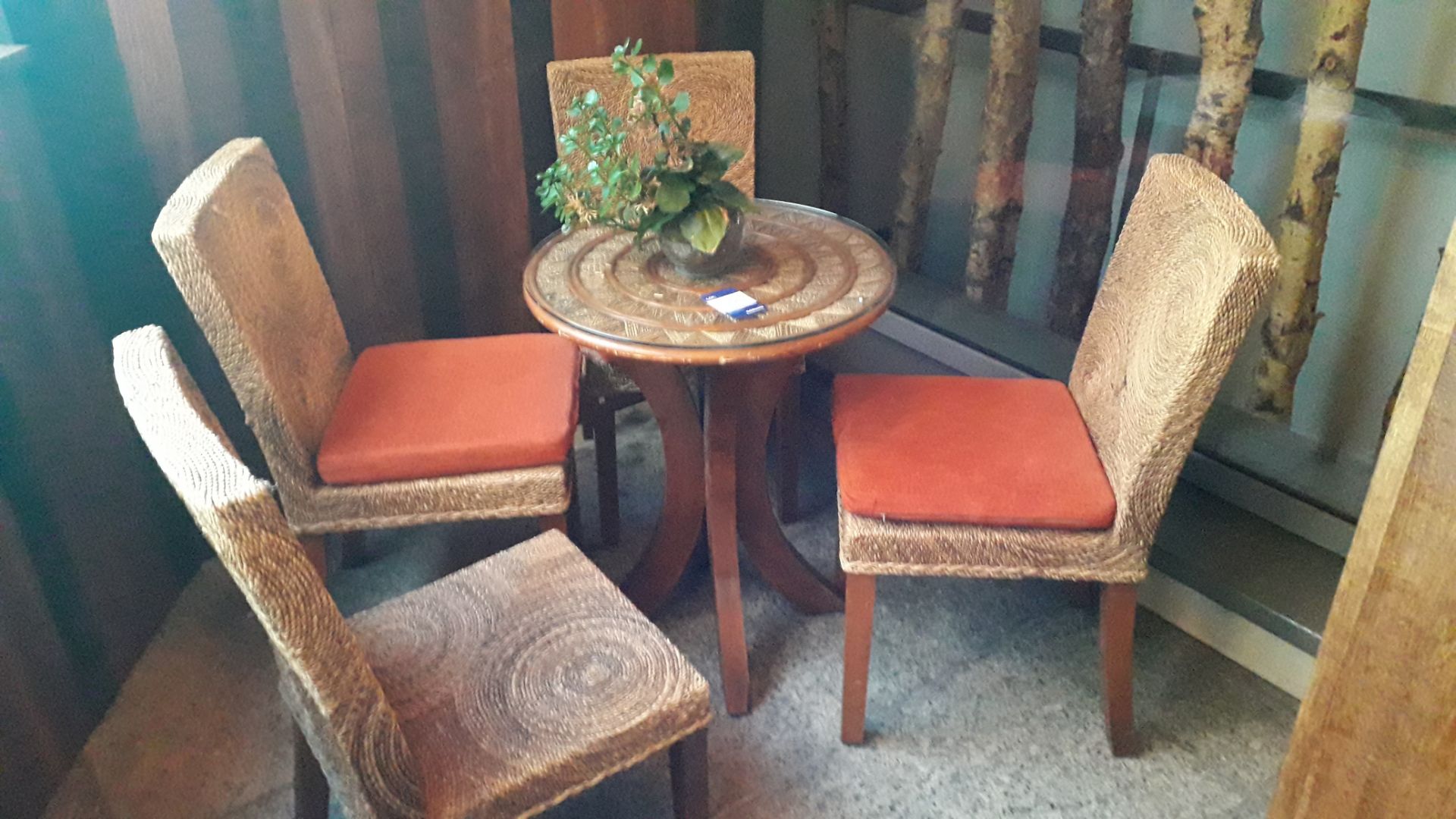 Circular Cane Table with 4 Chairs