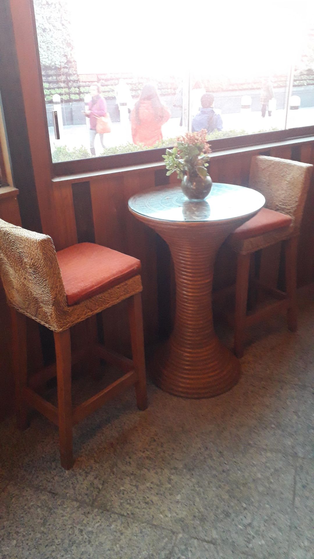 Circular Cane Bar Table with 2 Stools - Image 2 of 2