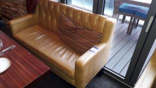 Two Seat Sofa with Buttoned Mustard Leather Upholstery