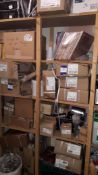 Contents of 3 Bays of Timber Shelving including White Tableware, Cast Iron Teapots, Cutlery Baskets,