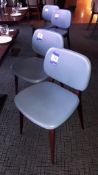 4 x Hard Wood Blue Leather Upholstered Dining Chairs