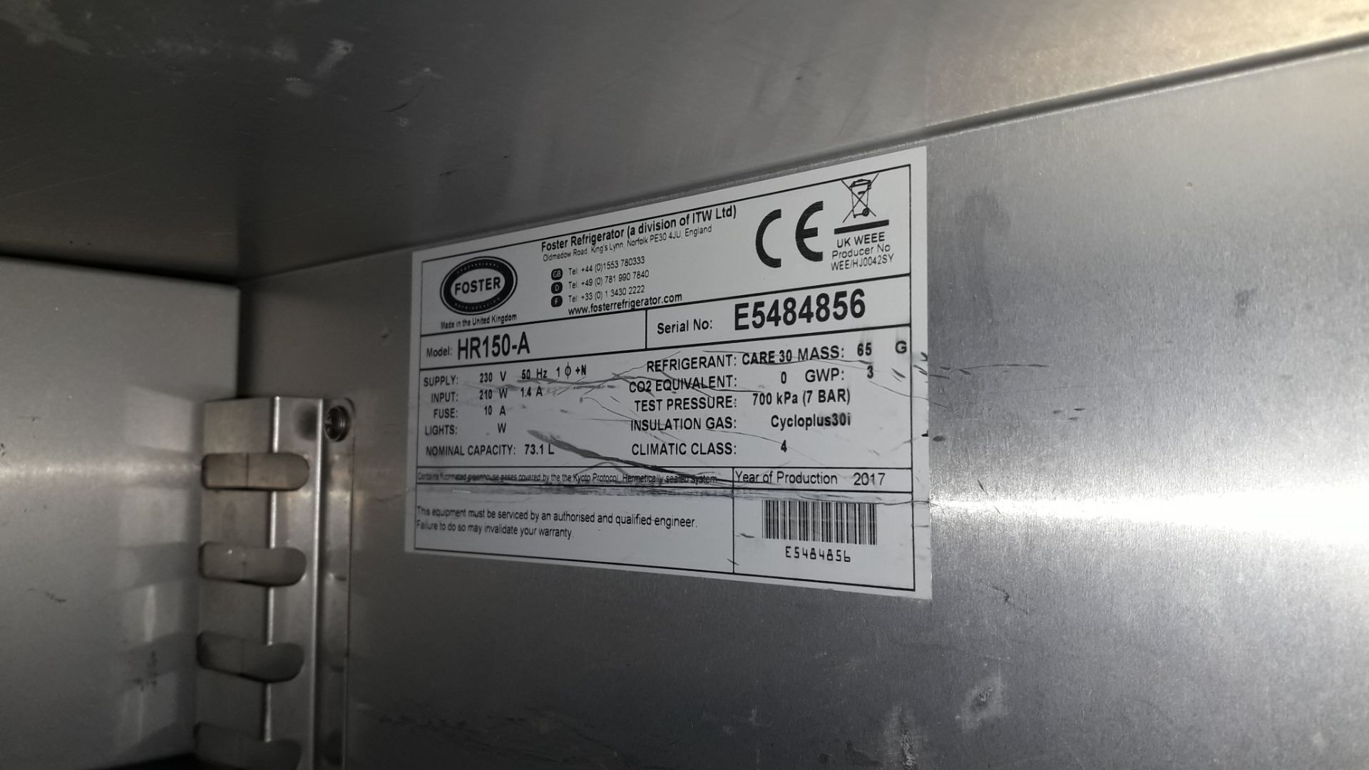 Forster HR150-A Stainless Steel Under Counter Fridge - Image 2 of 3