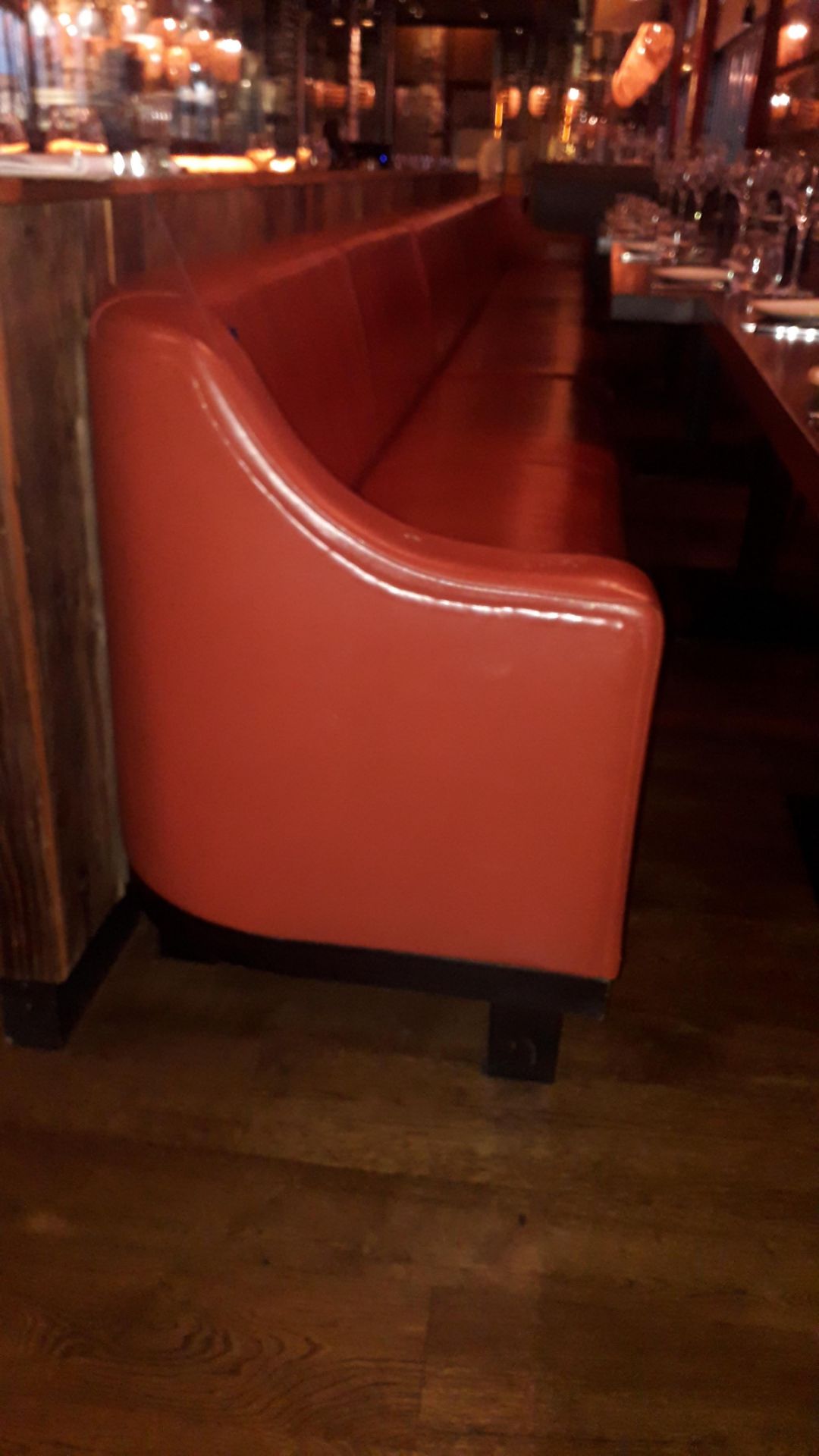 Burnt Orange Upholstered Triple Section Dining Bench 6000mm - Image 2 of 3