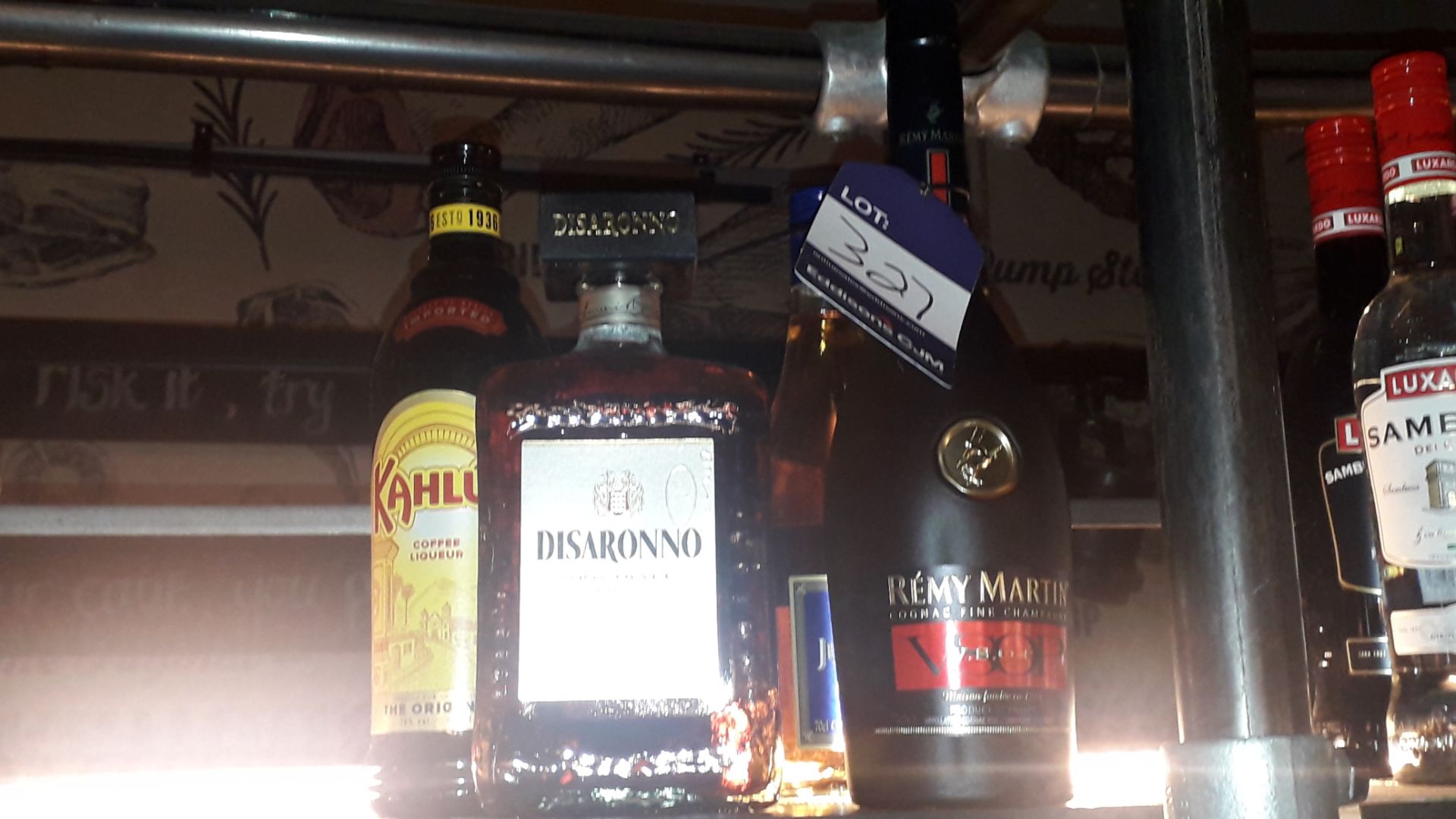 1 x Remy Martin Cognac, 1 x Jules Clairon Brandy, 1 x Jagermeister Liqueur, 1 x Disaronno Italian