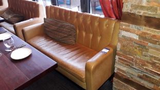 Two Seat Sofa with Buttoned Mustard Leather Upholstery