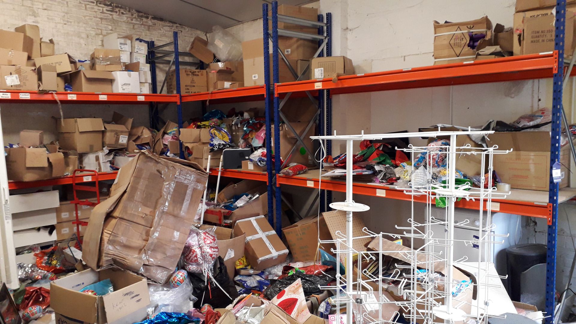 Contents of Store Room, 3 Bays Racking, 2 Gas Bottle Trolley (Excludes Bottles), Twin Carousel