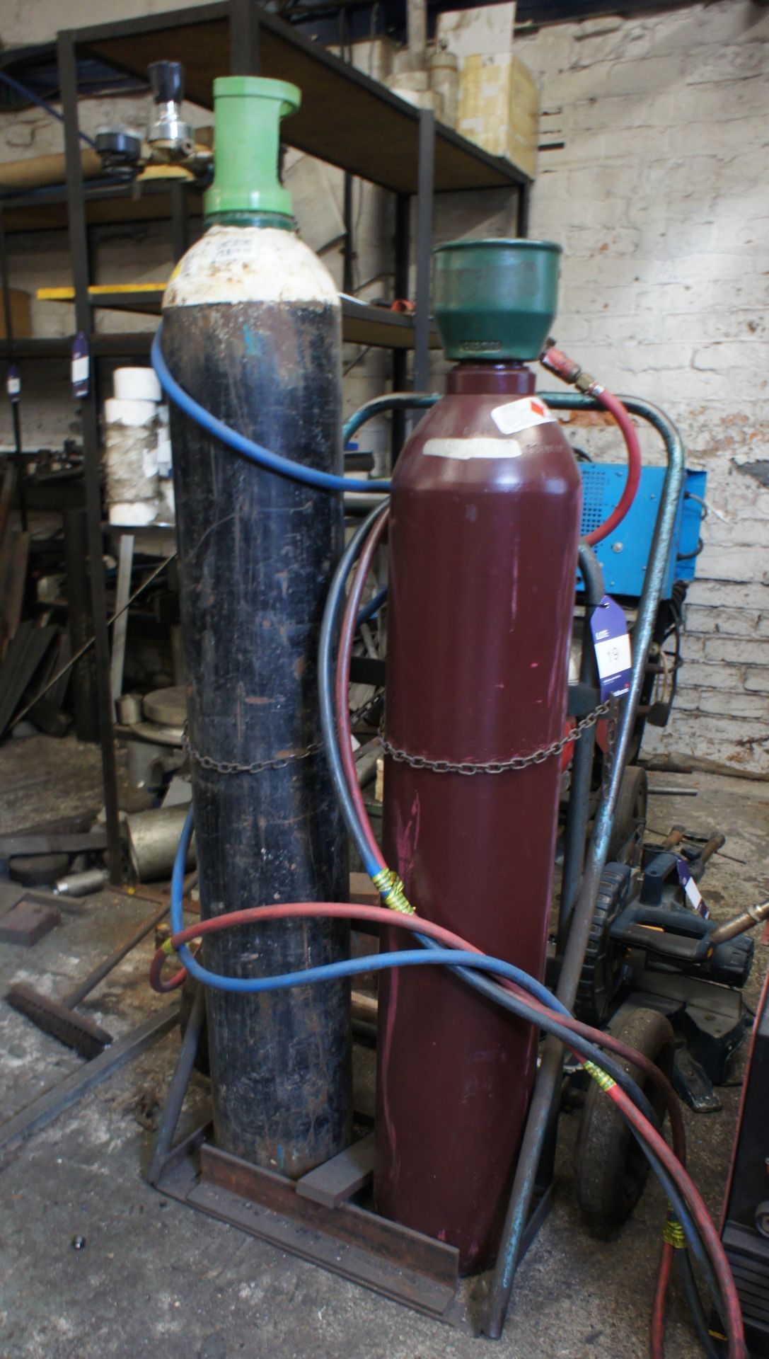 Oxyacetylene torch and gauges with bottle trolley - Image 2 of 2