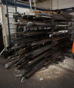 Stock Rack and contents including angle, iron, rou