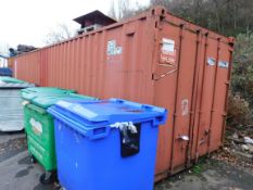 Red Steel Shipping Container (buyer must remove contents which will include empty IBC's and empty p